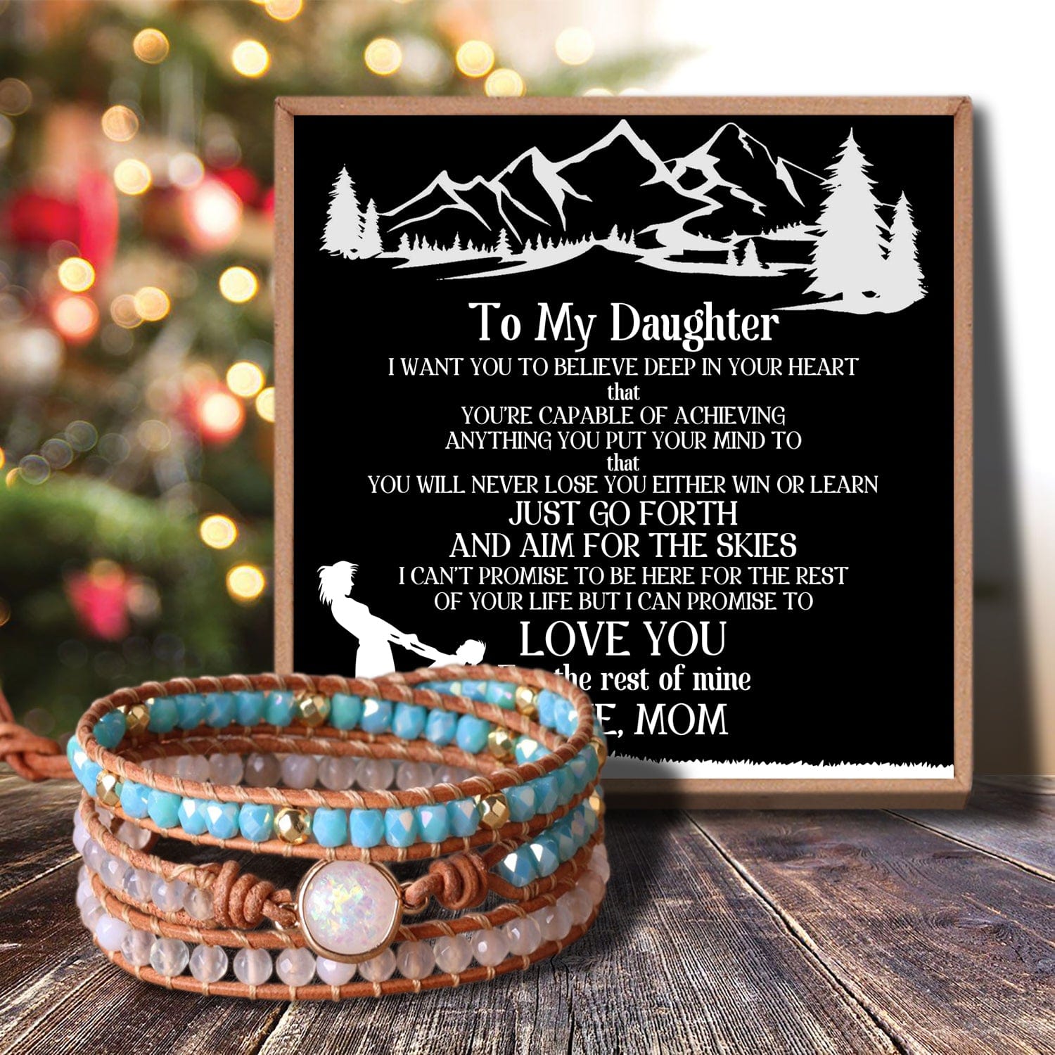 Mom To Daughter - I Love You For The Rest Of Mine Crystal Beaded Bracelet