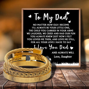 Daughter To Dad - I Love You Dad Bangle Weave Roman Numeral Bracelets