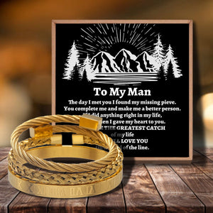 To My Man - Greatest Catch Of My Life Roman Numeral Bangle Weave Bracelets