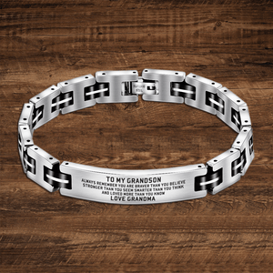 Grandma To Grandson - You Are Loved More Engraved Men's Bracelet