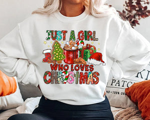 Women's Christmas Sweatshirt, Just A Girl Who Loves Christmas, Christmas Gift Shirt, Christmas Lover Shirt, Holiday Winter Sweatshirt