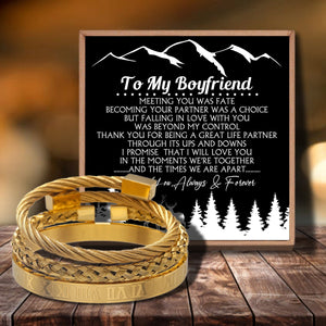 To My Boyfriend - Meeting You Was Fate Roman Numeral Bangle Weave Bracelets