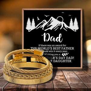 Daughter To Dad - The World's Best Father Bangle Weave Roman Numeral Bracelets