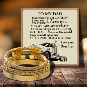 Daughter To Dad - You Are The World's Best Trucker Bangle Weave Roman Numeral Bracelets