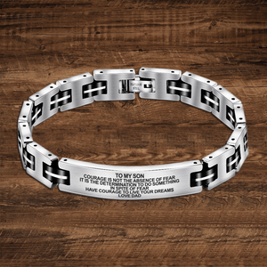 Dad To Son - Live Your Dreams Engraved Men's Bracelet