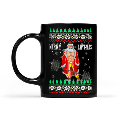 Merry Liftmas Lustiges Weihnachts-Workout-Geschenk - Fitness-T-Shirt Schwarze Tasse Geschenk für Weihnachten