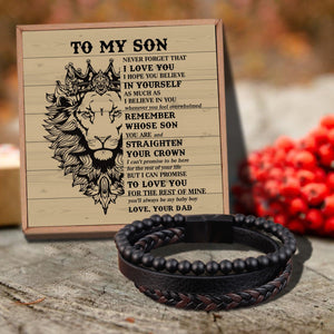 Dad To Son - Believe In Yourself Black Beaded Bracelets For Men