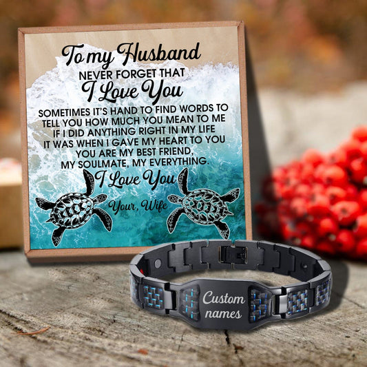 To My Husband - Never Forget That I Love You Customized Name Bracelet