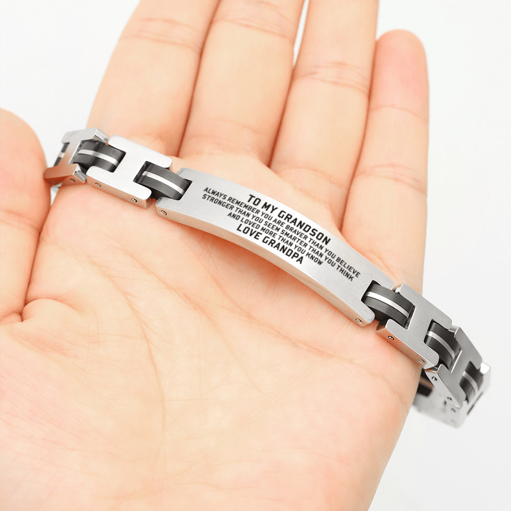 Grandpa To Grandson - You Are Loved More Engraved Men's Bracelet