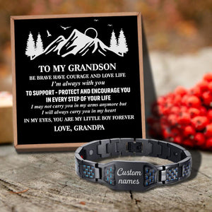 Grandpa To Grandson - My Little Boy Forever Customized Name Bracelet