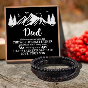 Son To Dad - The World's Best Father Black Beaded Bracelets For Men