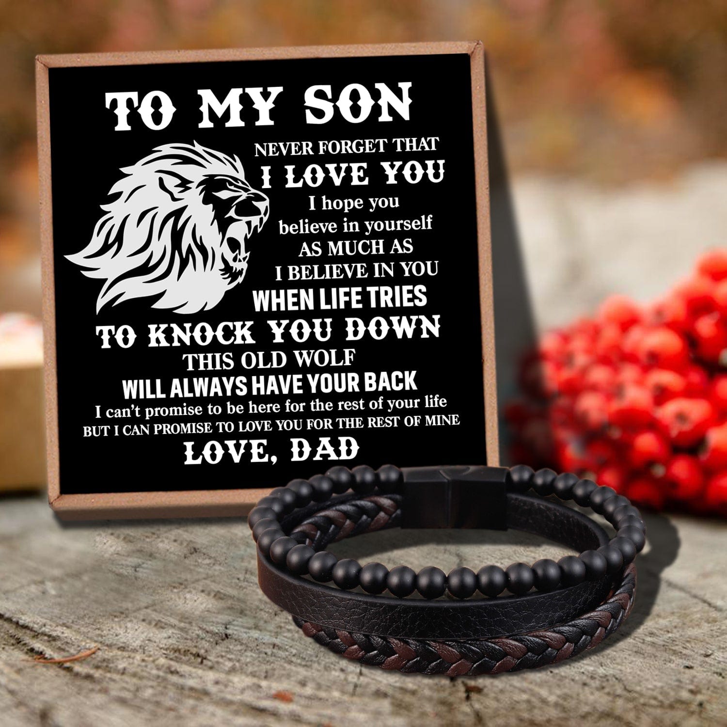 Dad To Son - I Believe In You Black Beaded Bracelets For Men