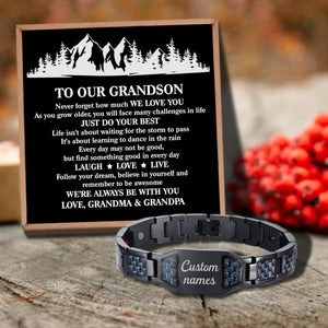 To Our Grandson - Just Do Your Best Customized Name Bracelet