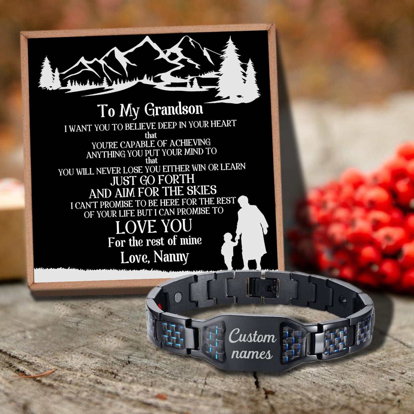 Nanny To Grandson - I Love You For The Rest Of Mine Customized Name Bracelet