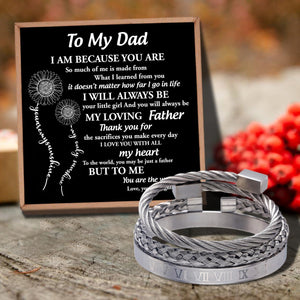 Daughter To Dad - I Will Always Be Your Little Girl Bangle Weave Roman Numeral Bracelets