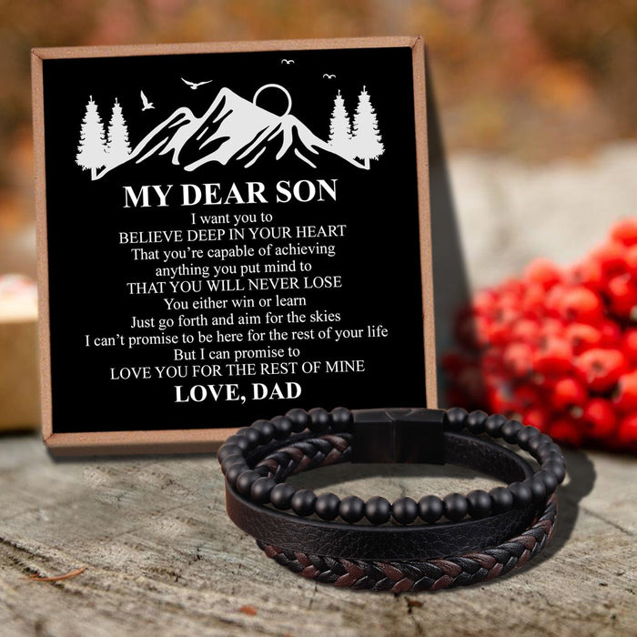 Dad To Son - You Will Never Lose Black Beaded Bracelets For Men