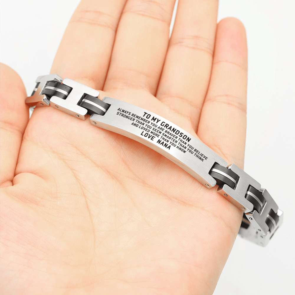 Nana To Grandson - You Are Loved More Engraved Men's Bracelet
