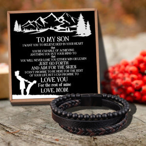 Mom To Son - I Love You For The Rest Of Mine Black Beaded Bracelets For Men