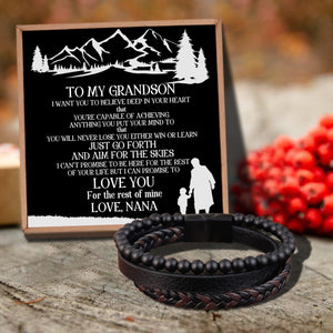 Nana To Grandson - I Can Promise To Love You Black Beaded Bracelets For Men