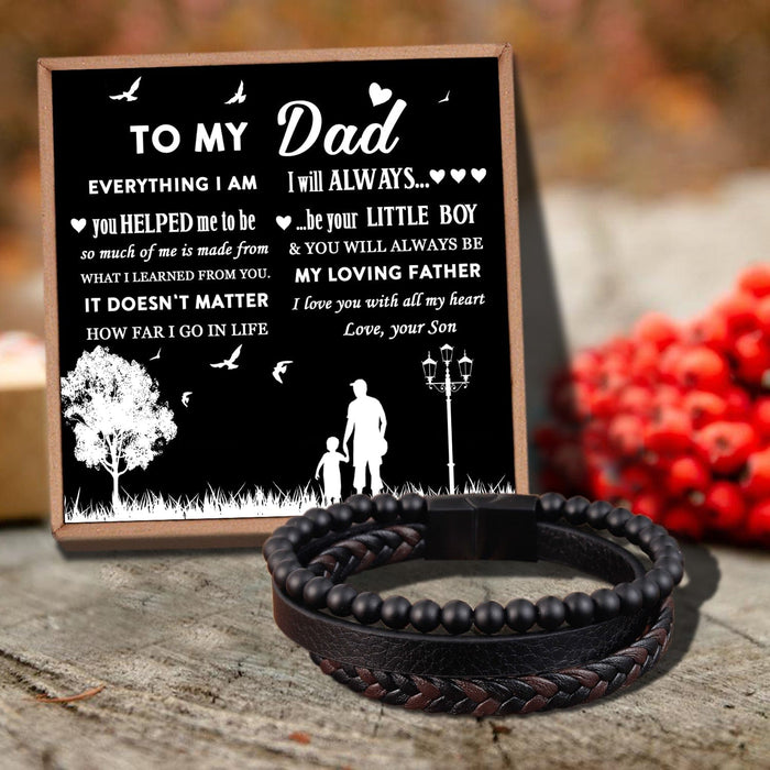 Son To Dad - I Will Always Be Your Little Boy Black Beaded Bracelets For Men