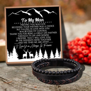 To My Man - Meeting You Was Fate Black Beaded Bracelets For Men