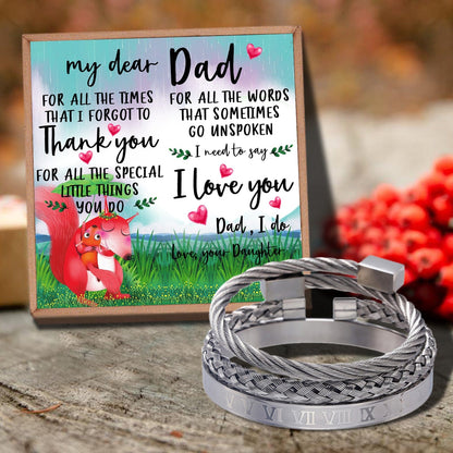 Daughter To Dad - Thank You For All Things Bangle Weave Roman Numeral Bracelets