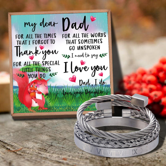 Daughter To Dad - Thank You For All Things Bangle Weave Roman Numeral Bracelets