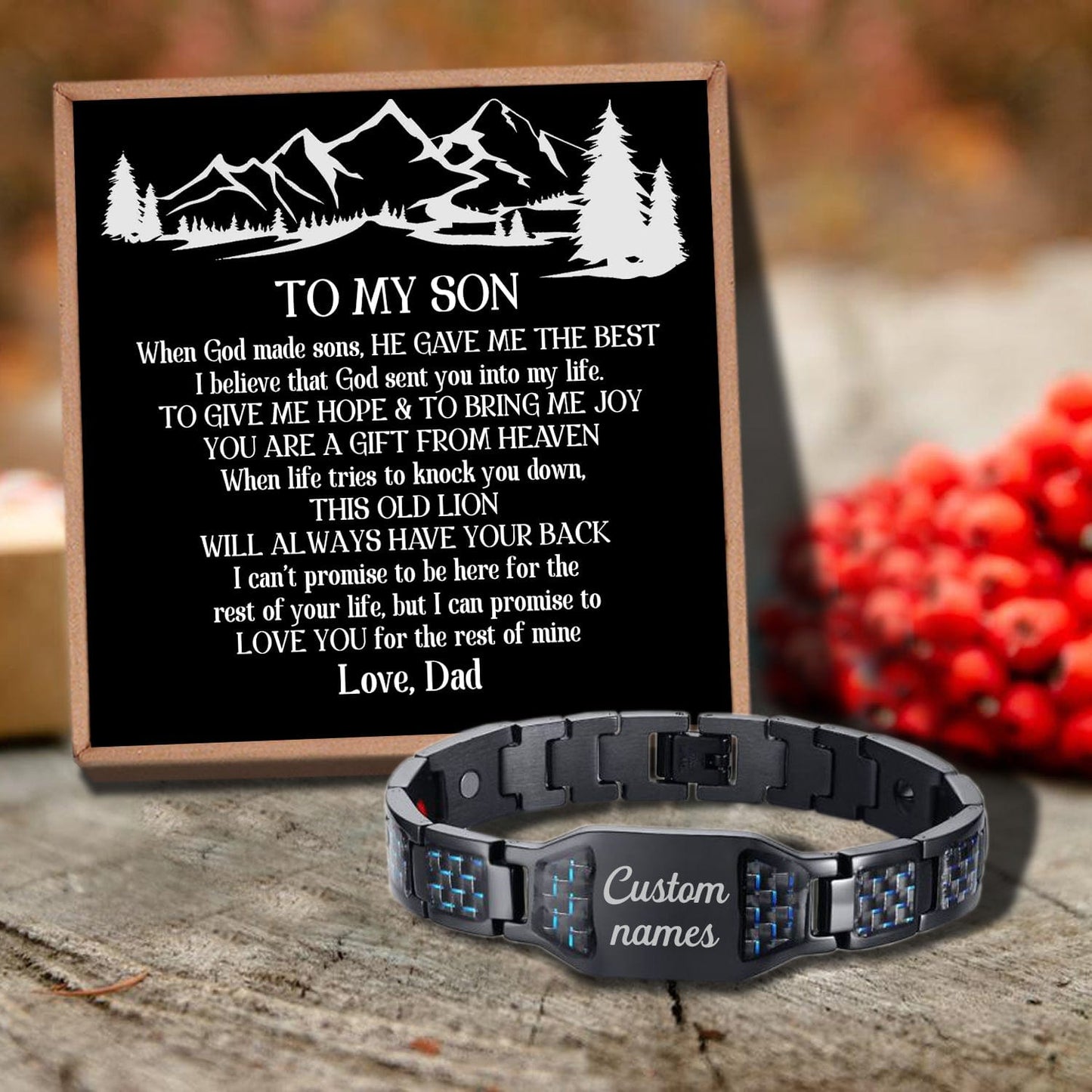 Dad To Son - Always Have Your Back Customized Name Bracelet