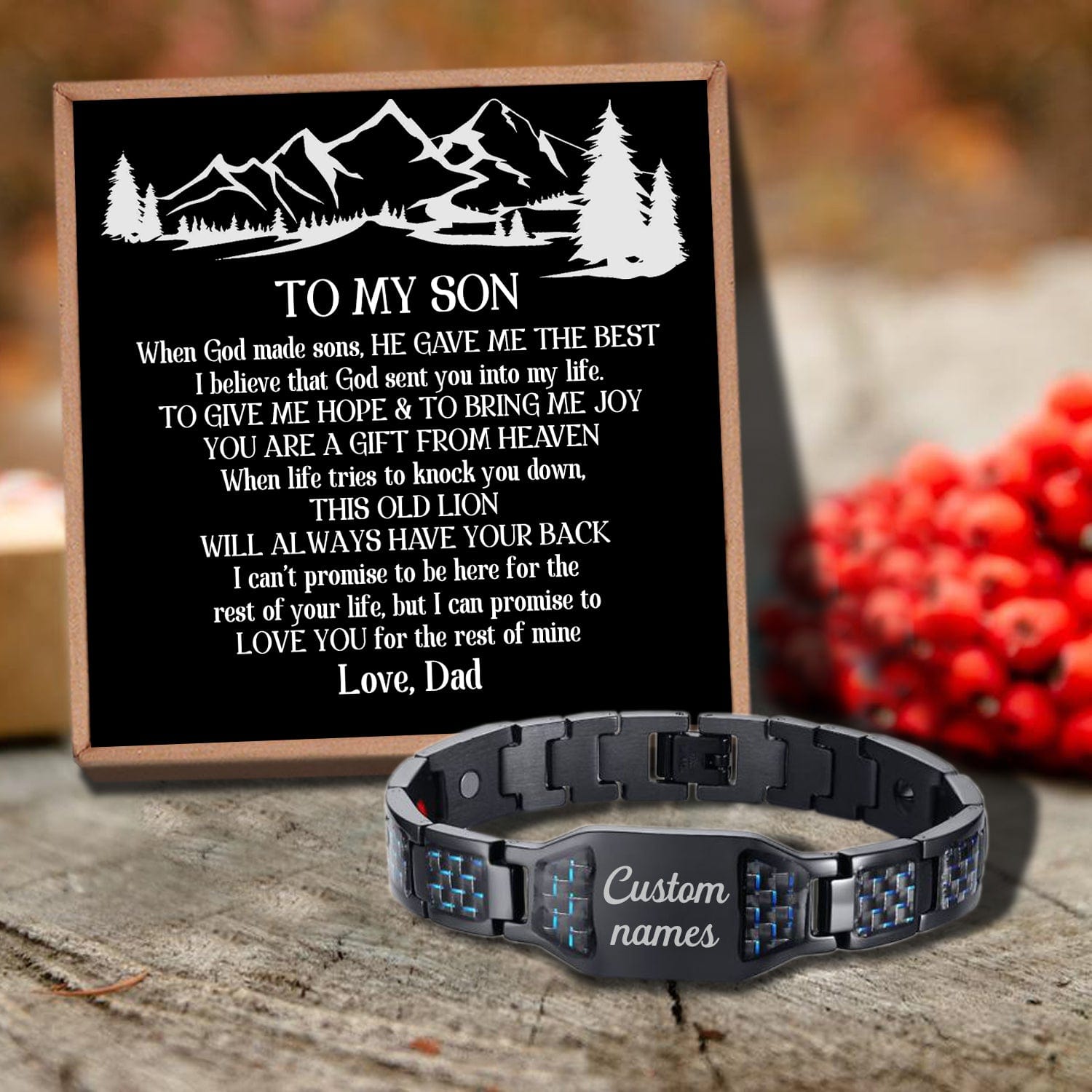 Dad To Son - Always Have Your Back Customized Name Bracelet