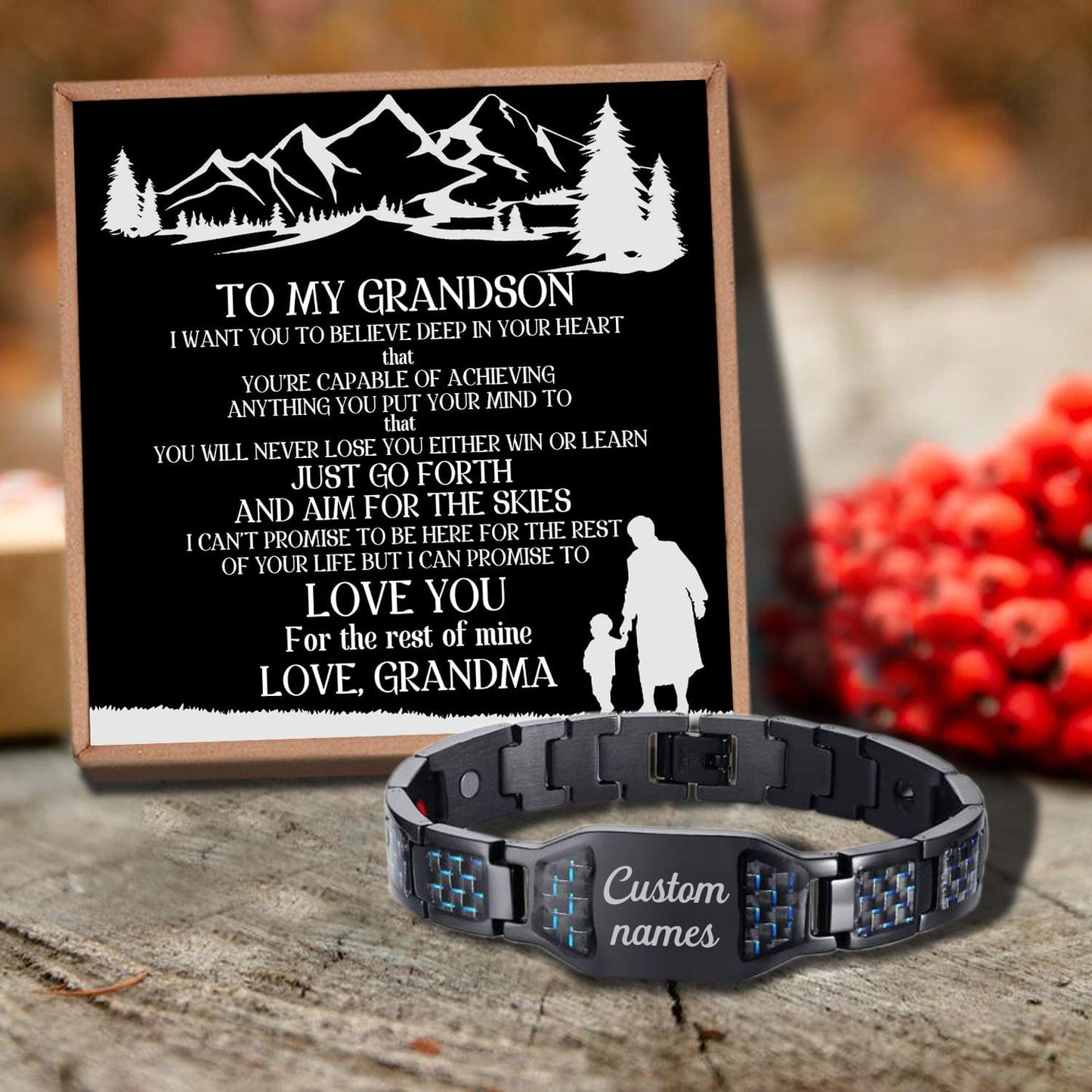 Grandma To Grandson - I Love You For The Rest Of Mine Customized Name Bracelet
