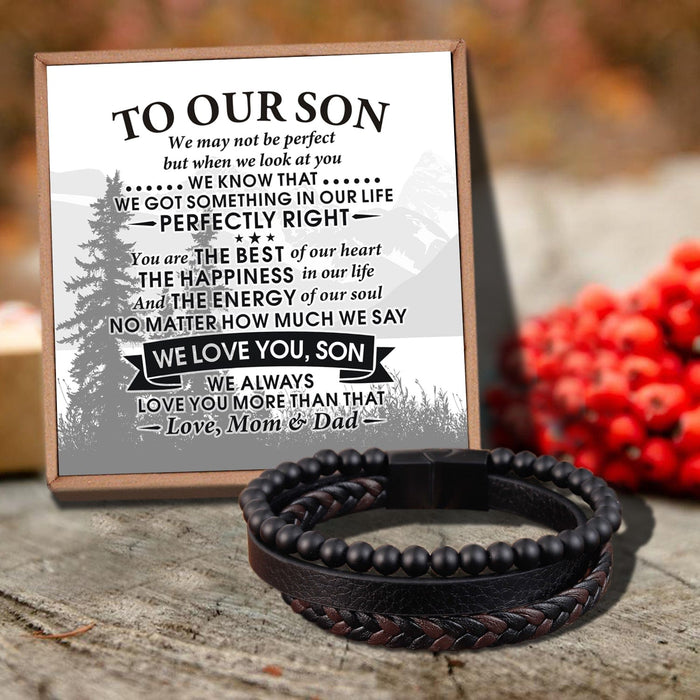 To Our Son - We Love You Black Beaded Bracelets For Men