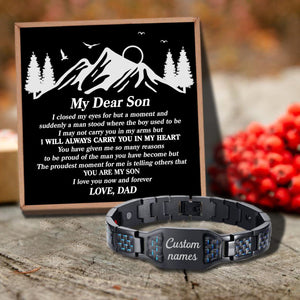 Dad To Son - I Will Always Carry You In My Heart Customized Name Bracelet