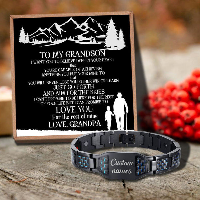 Grandpa To Grandson - I Love You For The Rest Of Mine Customized Name Bracelet