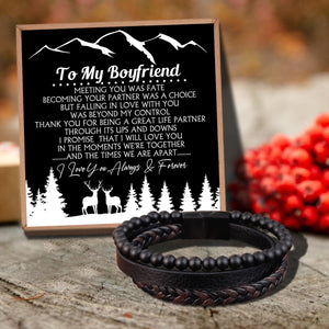 To My Boyfriend - Meeting You Was Fate Black Beaded Bracelets For Men