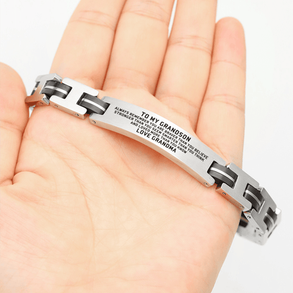 Grandma To Grandson - You Are Loved More Engraved Men's Bracelet