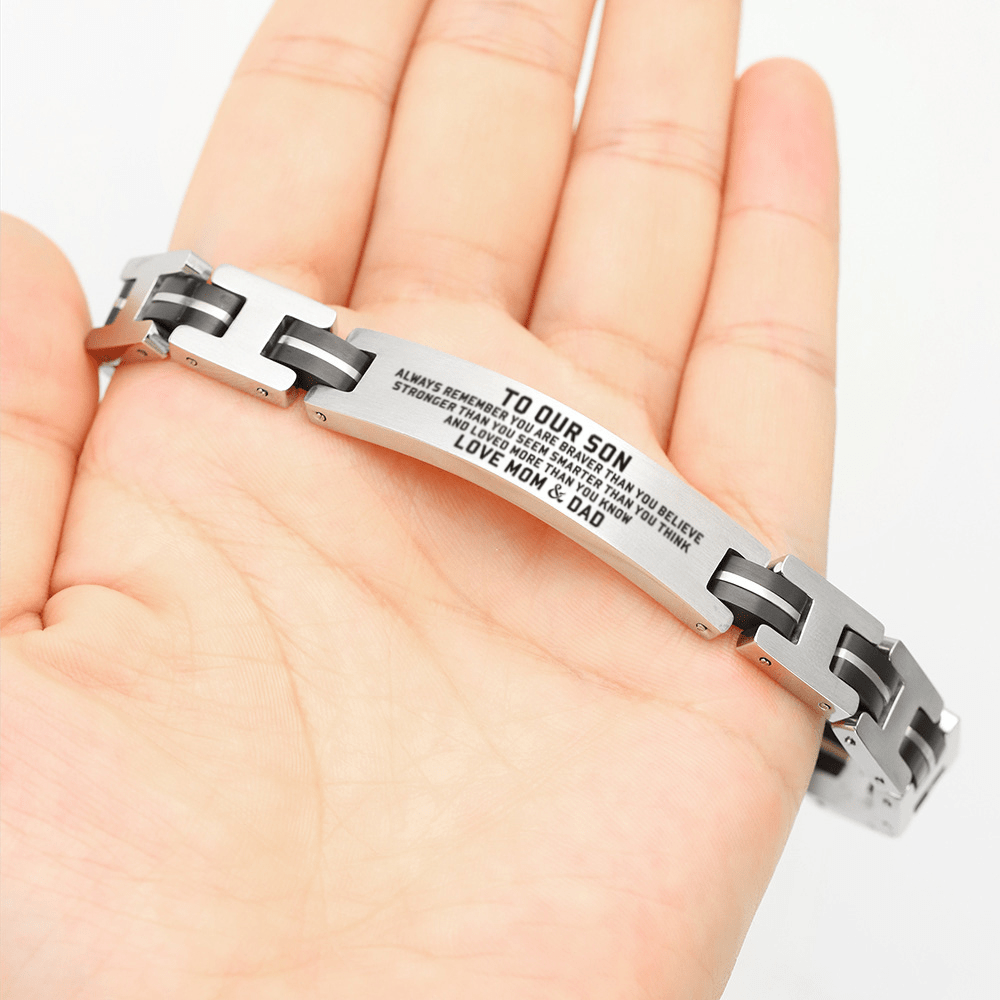 To Our Son - You Are Loved More Engraved Men's Bracelet