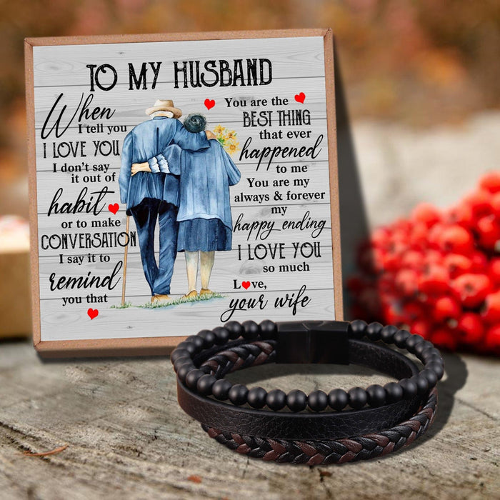 To My Husband - You Are The Best Thing To Me Black Beaded Bracelets For Men