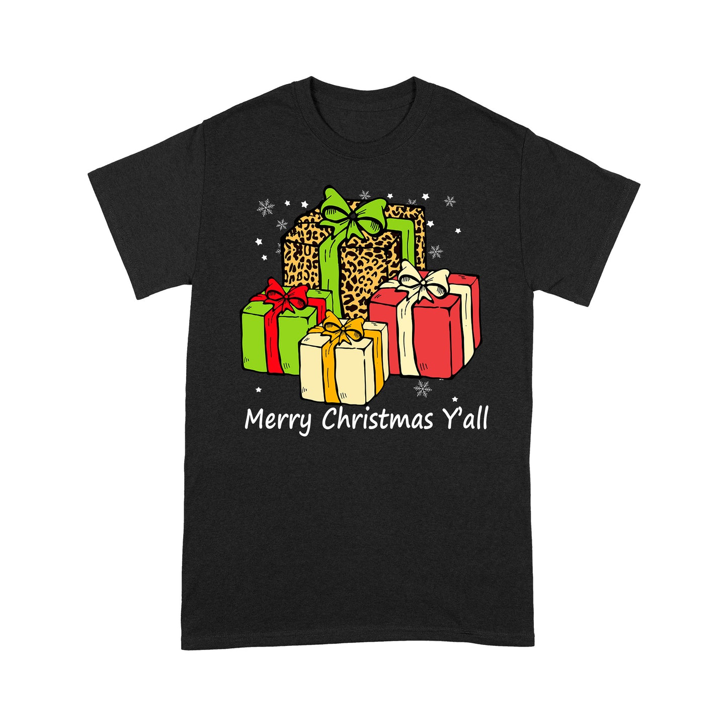 Frohe Weihnachten Y'all mit Weihnachten Leopard Leder Geschenk T-Shirt Geschenk für Weihnachten