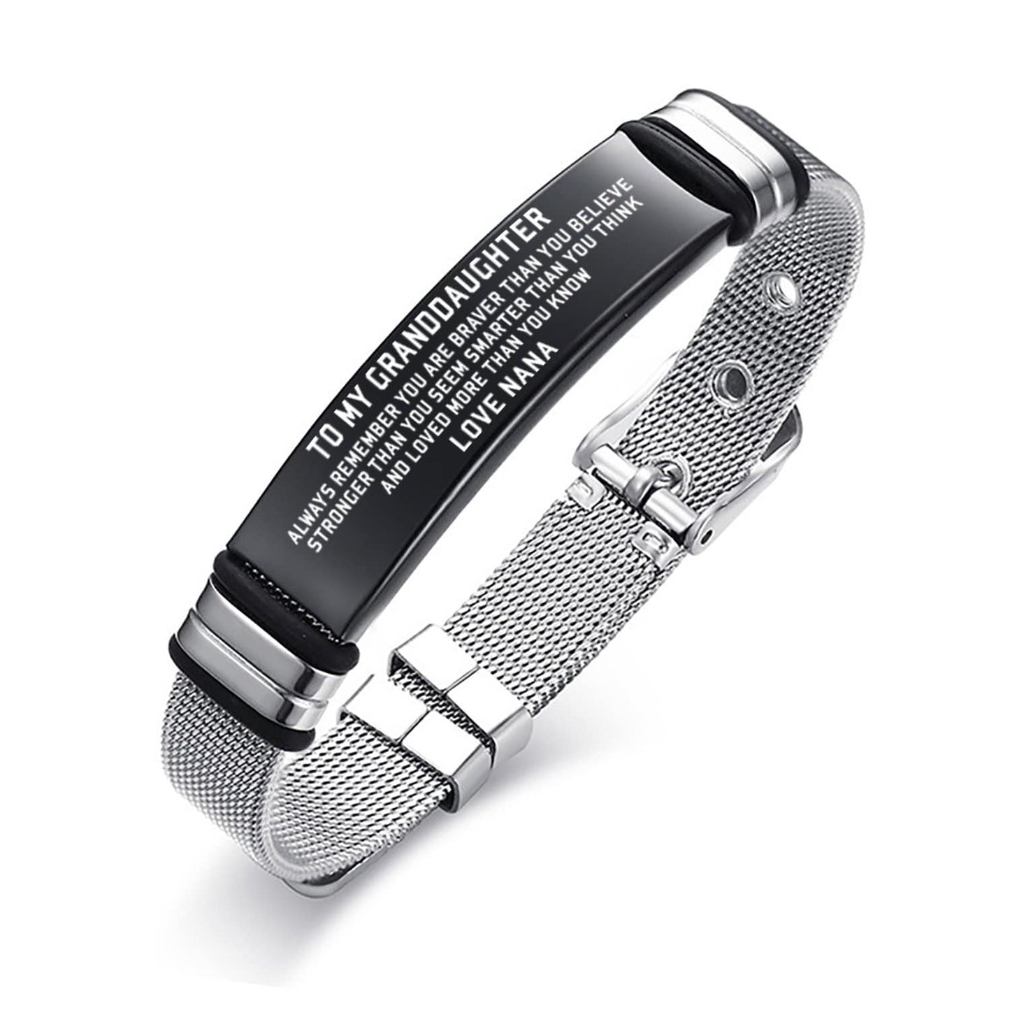 Nana To Granddaughter - You Are Loved More Engraved Mesh Bracelet