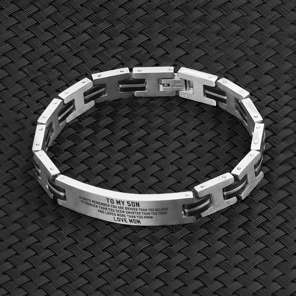 Mom To Son - You Are Loved More Engraved Men's Bracelet