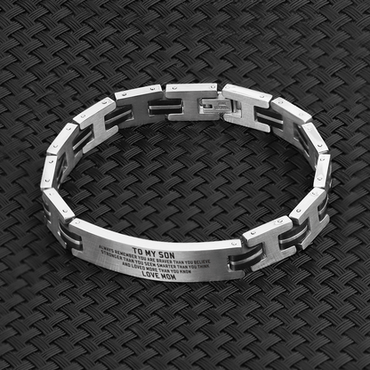 Mom To Son - You Are Loved More Engraved Men's Bracelet