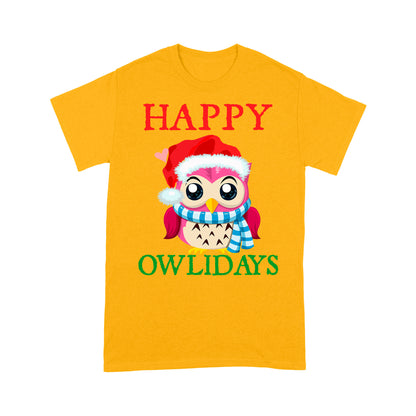 Happy Owlidays Funny Christmas  Tee Shirt Gift For Christmas