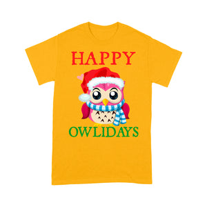 Happy Owlidays Funny Christmas  Tee Shirt Gift For Christmas