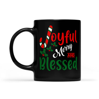 Fröhliche, frohe und gesegnete Weihnachten, schwarze Tasse, Geschenk für Weihnachten