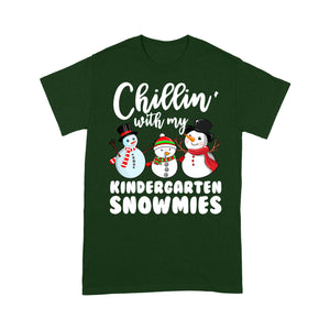 Chillin' With My Kindergarten Snowmies Funny Christmas Tee Shirt Gift For Christmas