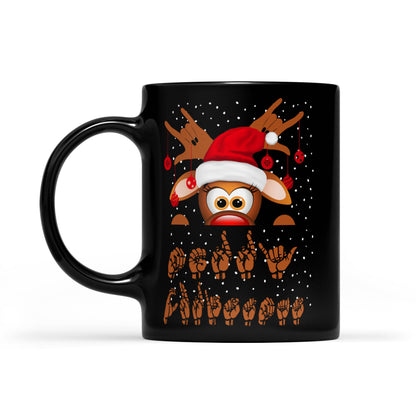 Frohe Weihnachten ASL Gebärdensprache Geschenk schwarze Tasse Geschenk für Weihnachten