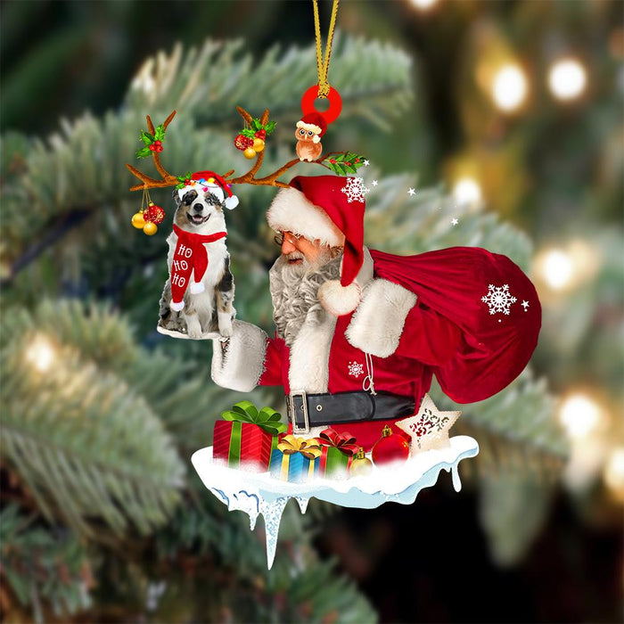 Australian Shepherd And Santa Claus Christmas Ornament Godmerch - Best gifts your whole family