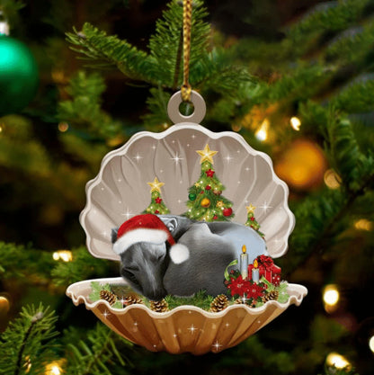 Cute Greyhound Sleeping in Pearl Dog Christmas Ornament Flat Acrylic - Best gifts your whole family