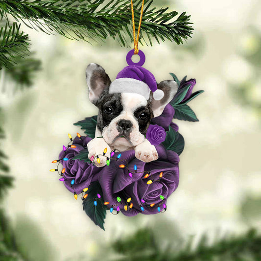 Cool French Bulldog In Purple Rose Christmas Ornament Christmas Gift To Dog Lover - Best gifts your whole family