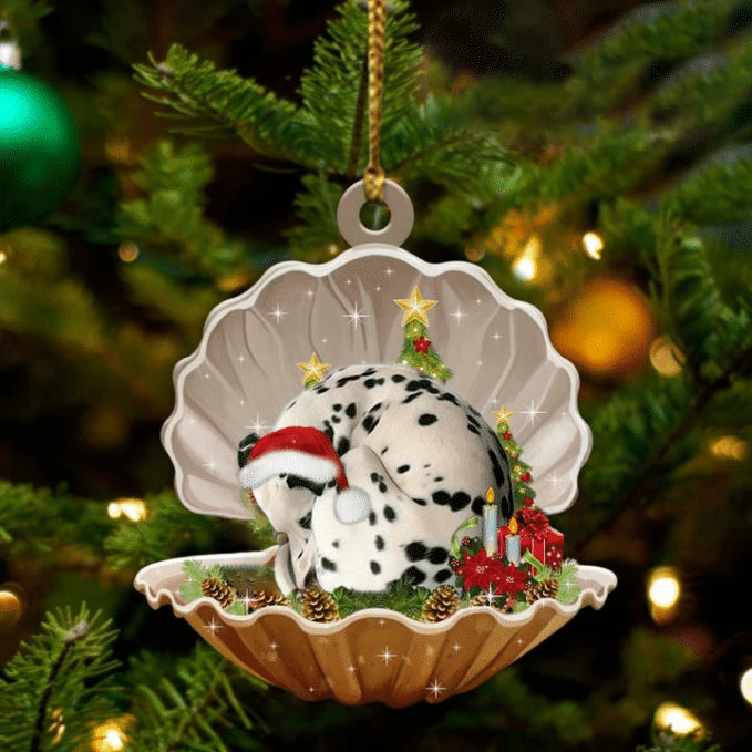 Cute Dalmatian Sleeping in Pearl Dog Christmas Ornament Flat Acrylic - Best gifts your whole family